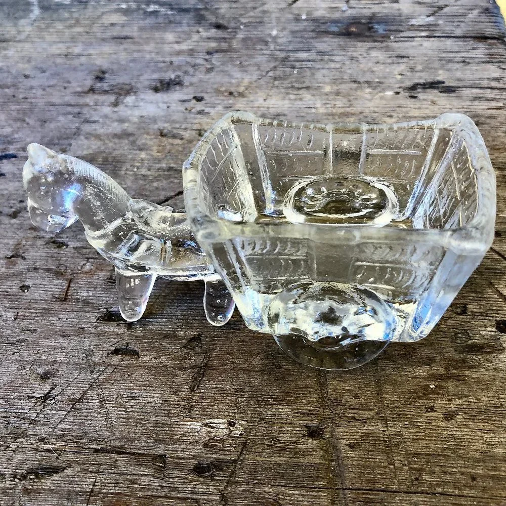 Pressed Glass Clear Donkey & Cart Vintage 80's